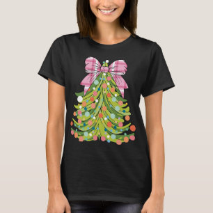 Camiseta Arco De Árvore De Natal Coquette Rosa Homens