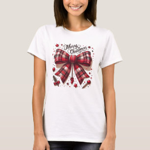 Camiseta arco de cabelo vermelho de natal alegre