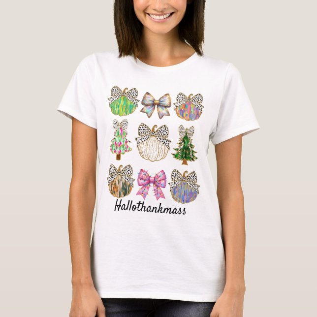 Camiseta Arco de coquete de abóbora com brilho (Frente)
