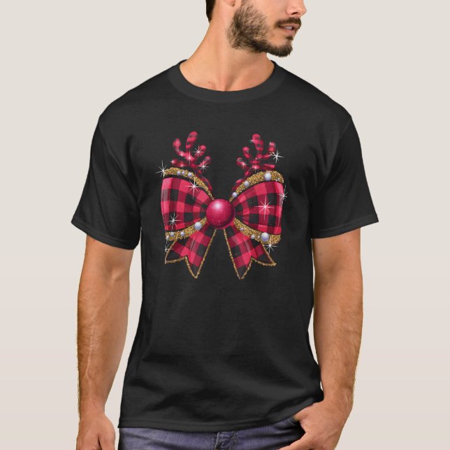 Camiseta Arco de coquete de Natal com refeitores Antlers (Frente)