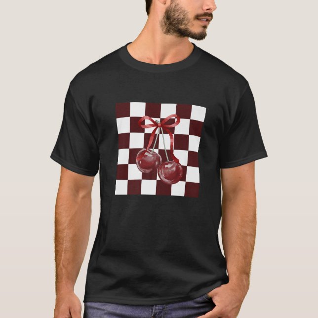 Camiseta Arco de Coquete do Padrão Verificado com Chic Burg (Frente)