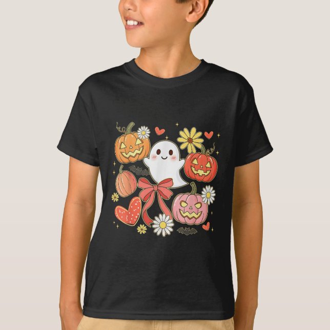 Camiseta Arco de Coquete Floral Halloween Ghost Jack-o-lant (Frente)