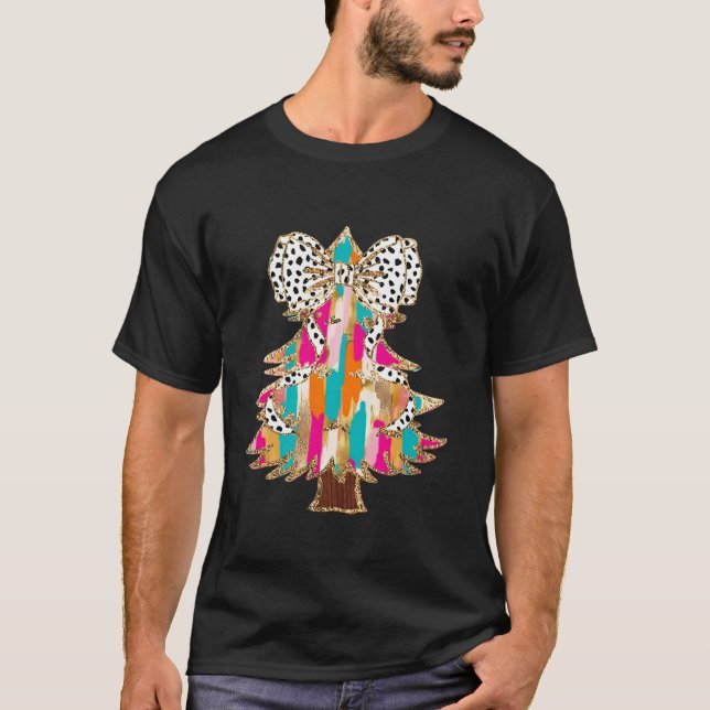 Camiseta Arco de coquetes de árvores de Natal bonitinho, Da (Frente)