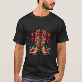 Camiseta Arco de Coquette Boot da Cowboy Ocidental do Natal