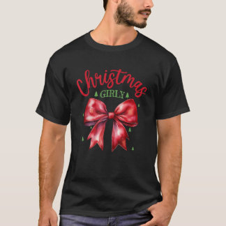 Camiseta Arco de Coquette de Natal da Retro Feliz Natal