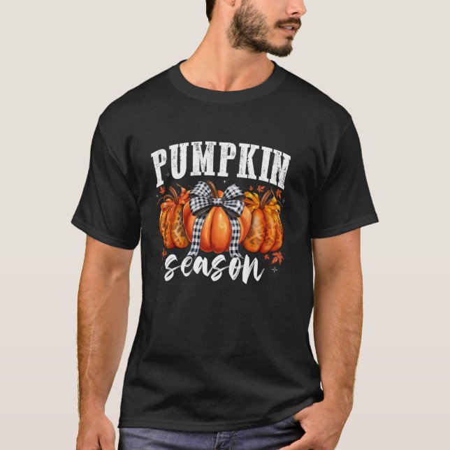 Camiseta Arco de Coquette Pumpkin Fall Pumpkin Thanksdem (Frente)