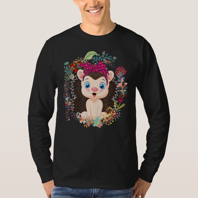 Camiseta Arco de Hedgehog Flores-Leopardo Feliz Mama (Frente)