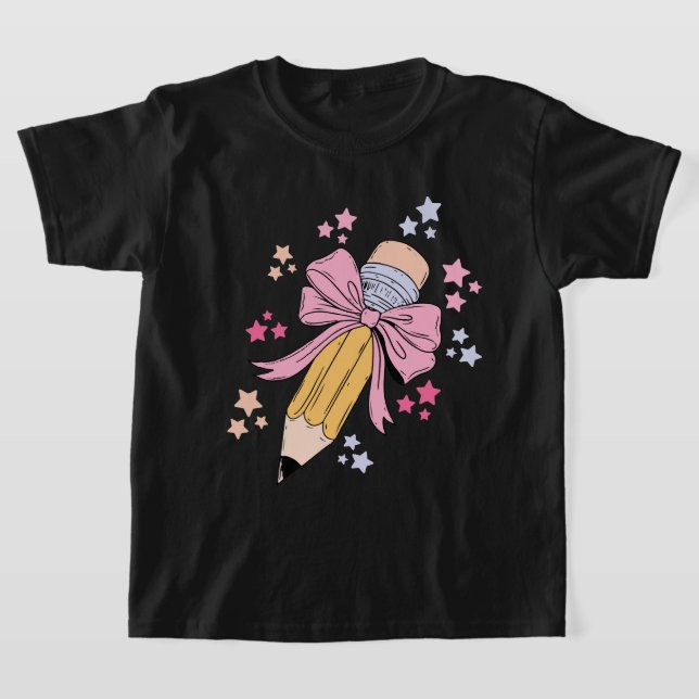 Camiseta Arco De Lápis De Coquete Rosa De Volta Aos Profess (Postura )