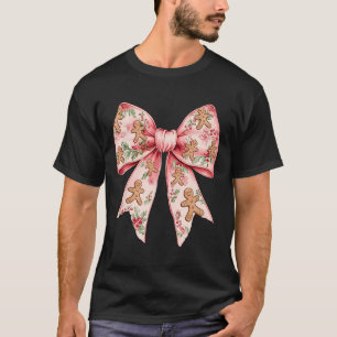 Camiseta Arco de Natal cor-de-rosa Coquette Xmas Gingerbird