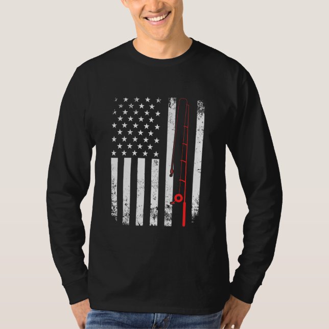 Camiseta Arco De Pesca Da Bandeira Americana - Pescador Sup (Frente)