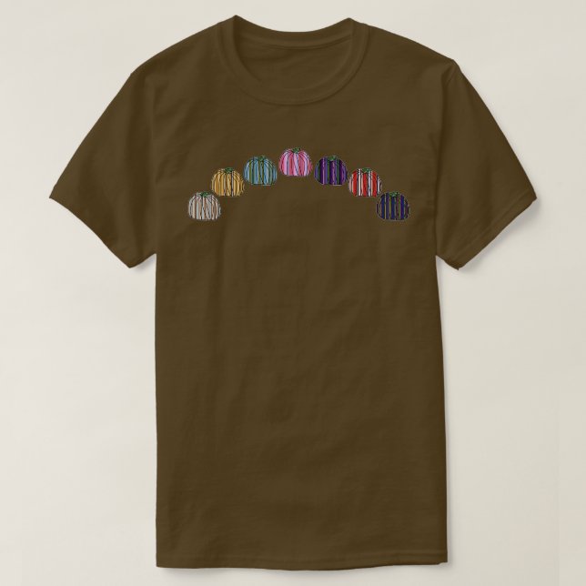 Camiseta Arco de Pumpkin com faixas coloridas (Frente do Design)