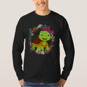 Camiseta Arco de Tartaruga Flores Leopardo Feliz Mãe