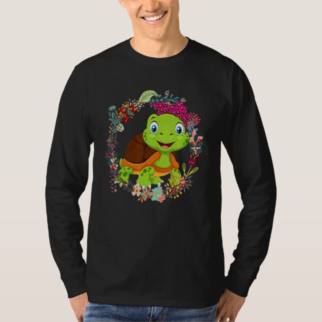 Camiseta Arco de Tartaruga Flores Leopardo Feliz Mãe (Frente)