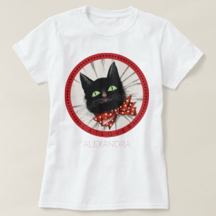 Camiseta Arco do Cat Lover Tie Preto Vermelho Nome Verde Pe