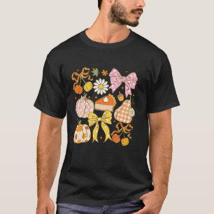 Camiseta Arco Floral Coquette Pumpkin Season Autumn Fall Th