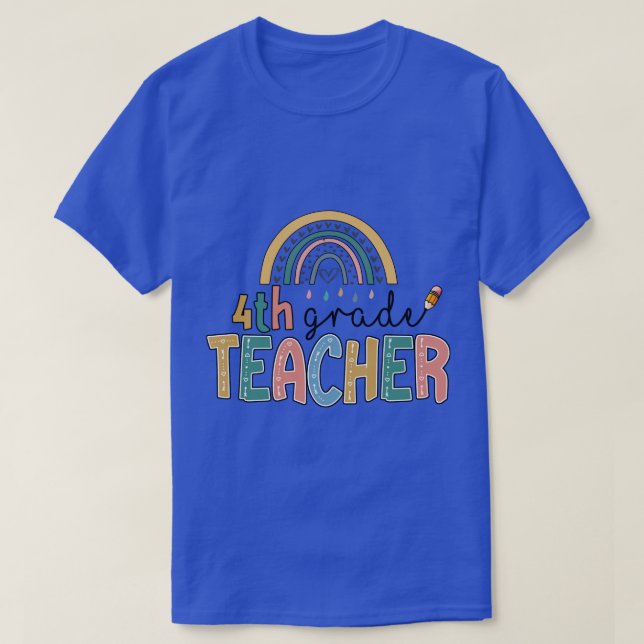 Camiseta Arco-Íris 4º ano Professor Kinder de volta à escol (Frente do Design)