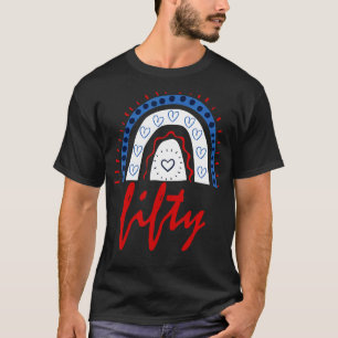 Camiseta Arco-Íris 50 Anos 50 Aniversário Para Mulheres 50