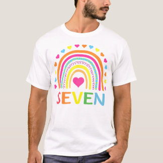 Camiseta Arco-Íris 7 Aniversário De 7 Anos Presente Para Ra