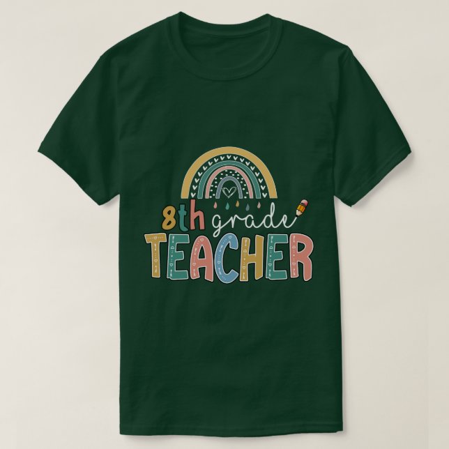 Camiseta Arco-Íris 8º ano Professor Kinder De Volta à Escol (Frente do Design)