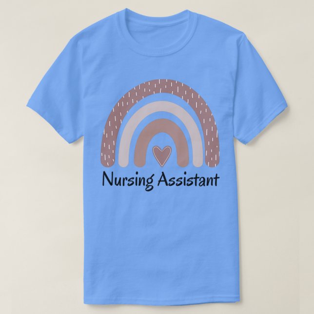 Camiseta Arco-íris Assistente de Enfermagem Bonito com cora (Frente do Design)