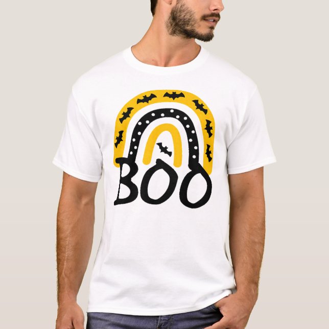 Camiseta Arco-íris Assustador e Halloween Assombroso (Frente)
