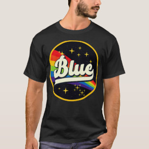 Camiseta Arco-Íris Azul No Estilo De Vintagem Espacial