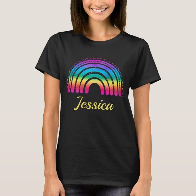 Camiseta Arco-íris Boho Colorido (Frente)