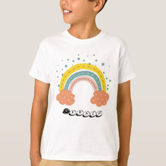 Camiseta Arco-Íris Bonito Com Nuvens