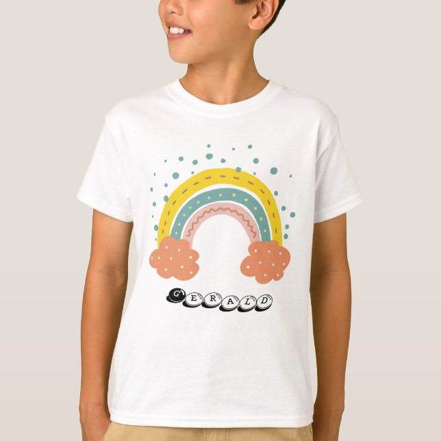Camiseta Arco-Íris Bonito Com Nuvens (Frente)