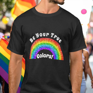 Camiseta Arco-íris Brilho Orgulho LGBT seja suas verdadeira