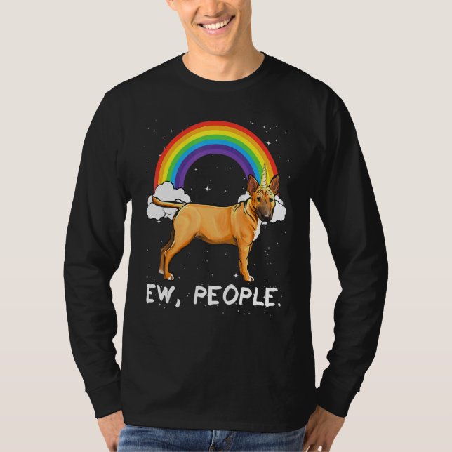 Camiseta Arco-íris Bull Terrier Miniatura Ew Pessoas Unicór (Frente)