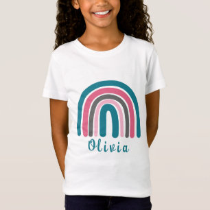 Camiseta Arco-Íris Colorido Boho Com Nome Personalizado