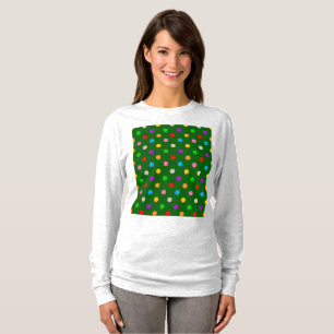 Camiseta Arco-íris Colorido de Bolinhas Verdes