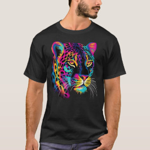 Camiseta Arco-Íris Colorido Jaguar Grande Impressão Graphi