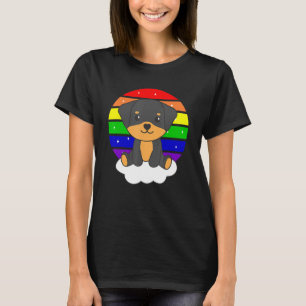 Camiseta Arco-Íris Colorido Rottweiler Para Crianças Cão Cu