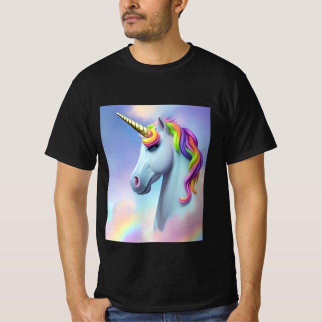 Camiseta Arco-Íris Colorido Unicórnio (Frente)