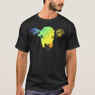 Camiseta Arco-íris Colorido Vaca Hereford Vintage Fofo