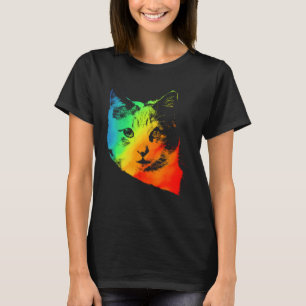 Camiseta Arco-Íris Colorido Vintage Cute CALICO CAT