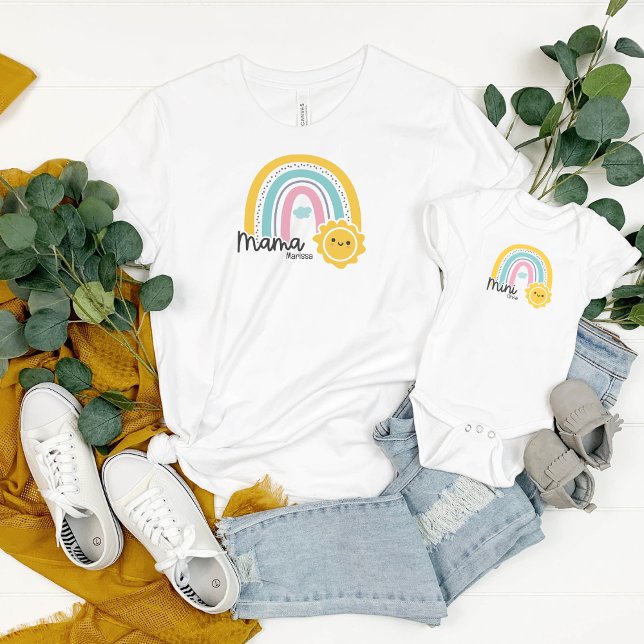 Camiseta Arco-Íris com Sun Mama Mini Matando Mamãe (Criador carregado)