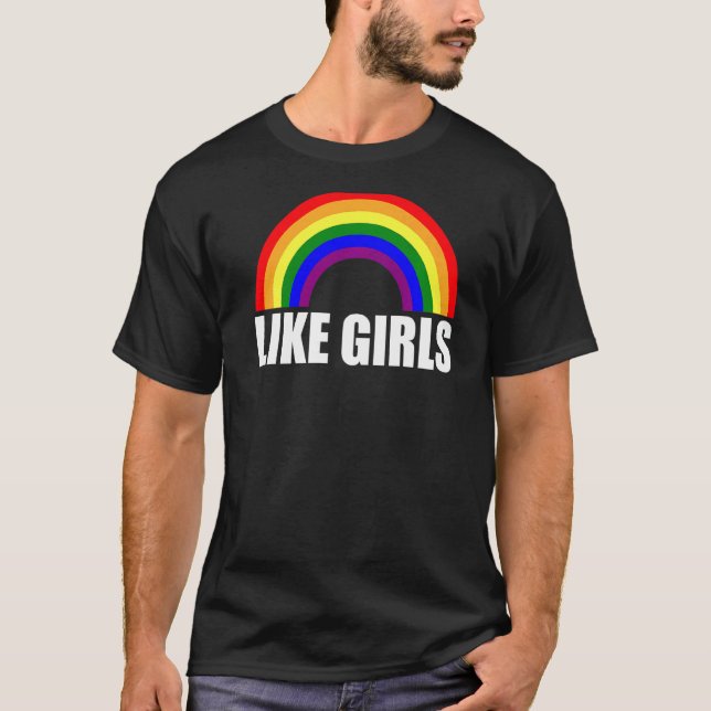 Camiseta Arco-Íris Como Meninas Lésbicas Premium (Frente)