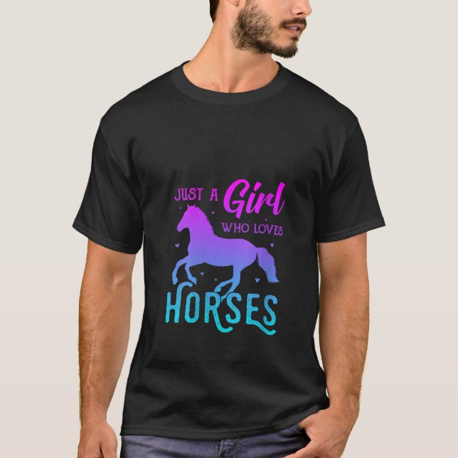 Camiseta Arco-íris cor Cavalo Animal Selvagem Apenas uma ga (Frente)