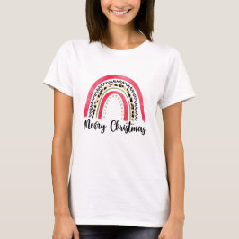 Camiseta arco-íris cor-de-rosa feliz Christma