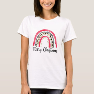 Camiseta arco-íris cor-de-rosa feliz Christma