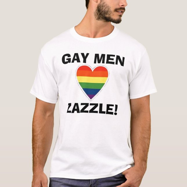 Camiseta arco-íris-coração, GAY MENZAZZLE! (Frente)