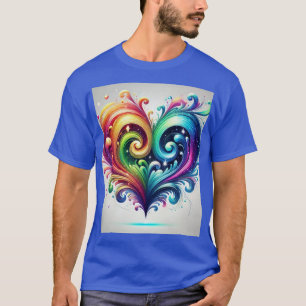 Camiseta Arco-Íris Coração Invertendo Cores Brilhantes