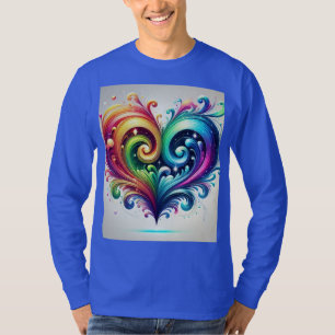 Camiseta Arco-Íris Coração Invertendo Cores Brilhantes