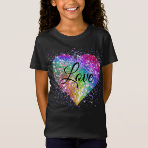 Camiseta Arco-íris cores que provocam brilho coração amor T