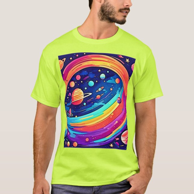 Camiseta Arco-Íris Cósmico Vortex (Frente)