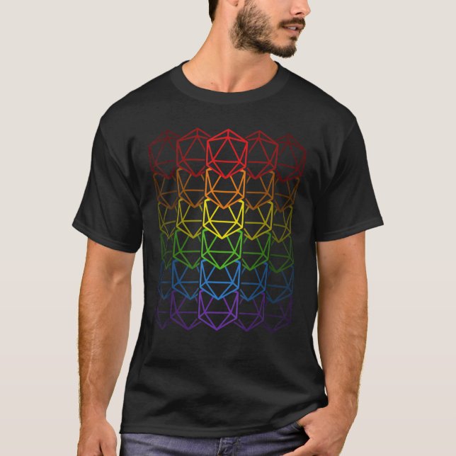 Camiseta Arco-Íris D 20 Dice Dungeon Gamer Lgbtq Dragon Adv (Frente)