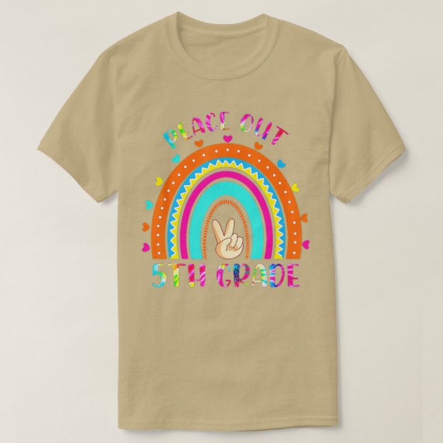 Camiseta Arco-Íris Da 5 Da Paz No Último Dia Da Escola (Frente do Design)